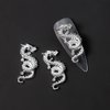 WOKOTO 20pcs Gold and Silver Chinese Dragon Nail Charms for Long Nails Dragon Jewelrys 3D Nail Jewelry for Acrylic Nails Art 3D Dragon Charms Silver Nail Studs Charms for Nails Designs Charms