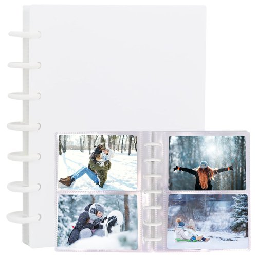 Tugle Photo Album 4x6 Photos, 80 Pockets Hard Cover Small Mini Capacity Pictures Album for Family Wedding Anniversary Baby Vacation (White)