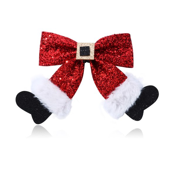 Christmas Hair Clips, Glitter Red Bows For Girls Hair Cute Bows Hair Clips Cute Decoration Big Christmas Stocking Barrettes Christmas Hair Accessories for Girls Women Xmas Party Gifts