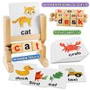 LOOIKOOS Wordcraft Learning Wooden Reading Blocks, Montessori Educational Toys for Kids Flash Cards Toddler Learning Toys Word Building Puzzles Words Spelling Games for Preschool Boys Girls