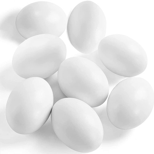 SallyFashion 8Pcs Wooden Faux Fake Eggs, Easter Eggs, Children Play Kitchen Game Food Toy - White Color
