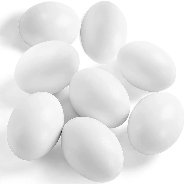 SallyFashion 8Pcs Wooden Faux Fake Eggs, Easter Eggs, Children Play Kitchen Game Food Toy - White Color