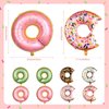 8PCS Donut Foil Balloons Donut Theme Birthday Party Decorations Donut Mylar Aluminum Balloons Pink for Kids Baby Shower Party Anniverssary Wedding Party Supplies