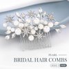 YBSHIN Bride Wedding Pearl Hair Comb Sliver Rhinestone Star Hair Pieces Crystal Bridal Hair Accessories for Women