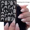 Flower Nail Art Stickers Decals, 8 Sheets 5D Engraved Flower Nail Decals White Wedding Nail Art Accessories French Tips Nail Designs Self Adhesive Lace Flower Carving Nail Stickers for Women Girls