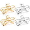 Vovii Metal Bow Claw Hair Clips for Thin/Thick Hair - Cute Bow-Shaped Hair Claw Clips with Bows for Women (Gold, Silver)