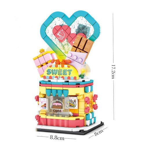 General Jim's Sweet Shop Fun and Colorful 334 Piece Modular Building Blocks Brick Playset or Model or Decoration Comes with Light Kit Fun for Teens and Adults