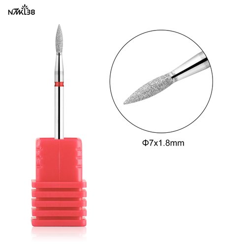 NMKL38 Flame Shape Diamond Cuticle Nail Drill Bit Pro Manicure for Nail Prep 3/32 Shank efile Bit (240-021R)