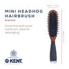 Kent KB Minihog Headhog Detangling Travel Hair Brush, Black Rubber Cushion Detangler Brush and Scalp Brush with Firm Rounded Plastic Bristles for Women Men and Kids Everyday Care, Made in England