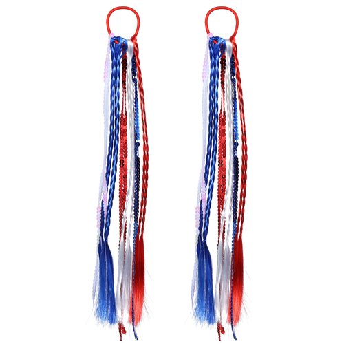4th of July Patriotic American Flag Elastic Hair Ties Bands Red White Blue Ponytail Holder Outfits Decorations Accessories Memorial Independence Day Gift for Women Girls