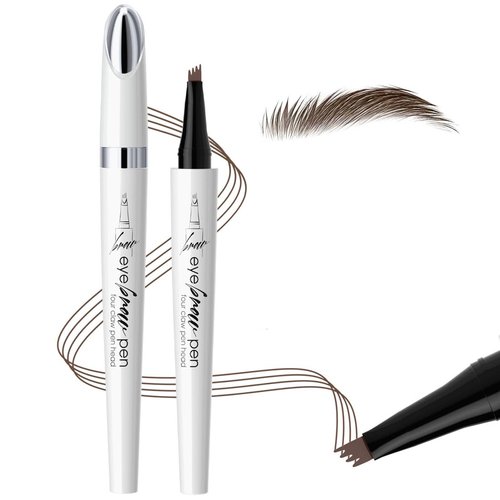 Magic Eyebrow Pencil 1Pcs Waterproof Eyebrow Tattoo Pencil 3D Microblading Eyebrow Pencil with 4 Fork Tip, Natural Makeup Fine Stroke Magic Eyebrow Pencil for women (Dark Brown)