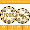 Letromp 80 Pcs Construction 4th Birthday Decorations Construction Four Years Old Disposable Paper Dinner Plates Napkins Forks Dinnerware for Dump Truck Theme Fouth Bday Party Supplies Decorations