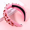 YAHPERN Valentine’s Day Headband for Women Red Pink Heart Knotted Headband Jeweled Rhinestone Crystal Wide Top Knot Hairband Valentine’s Day Hair Accessories Holiday Gifts (Pink)