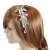 Tri-Level Hair Comb 6 Inch Crystal Flowers Bridal, Silver