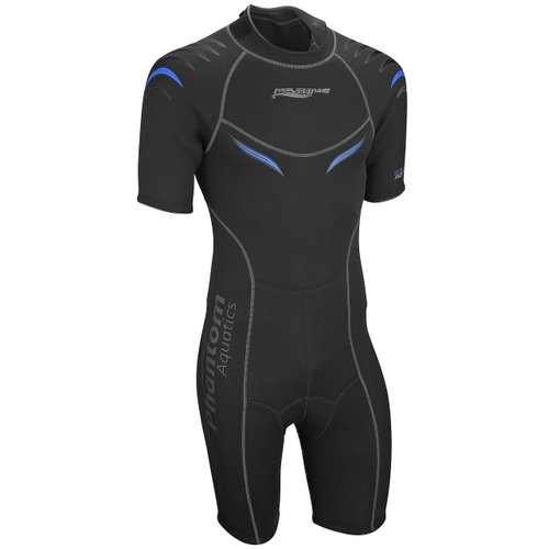 Phantom Aquatics Marine Men's Shorty Wetsuit, Black Blue - Medium
