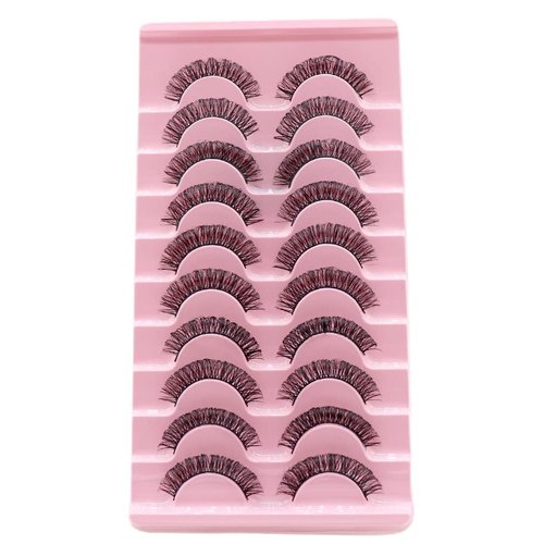 VGTE False Eyelashes Russian Strip Lashes D Curl Wispy Fluffy Natural 3D Faux Mink Lashes 10 Pairs Pack (3D T20)