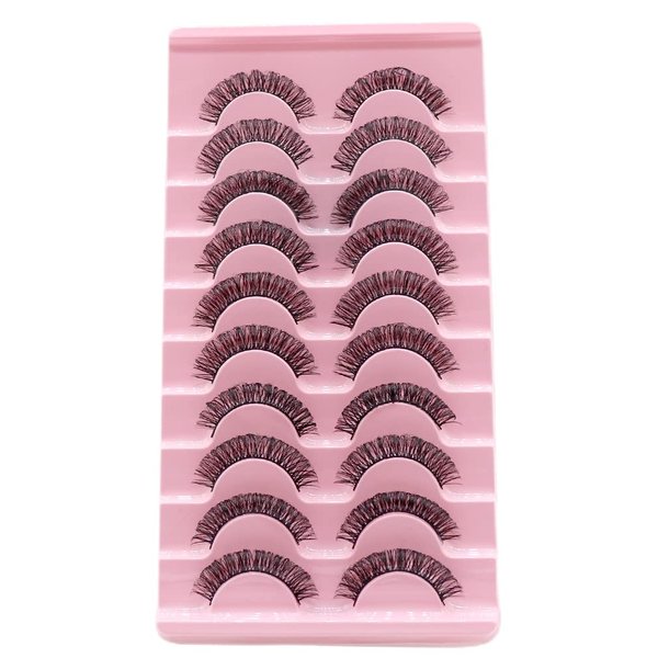 VGTE False Eyelashes Russian Strip Lashes D Curl Wispy Fluffy Natural 3D Faux Mink Lashes 10 Pairs Pack (3D T20)