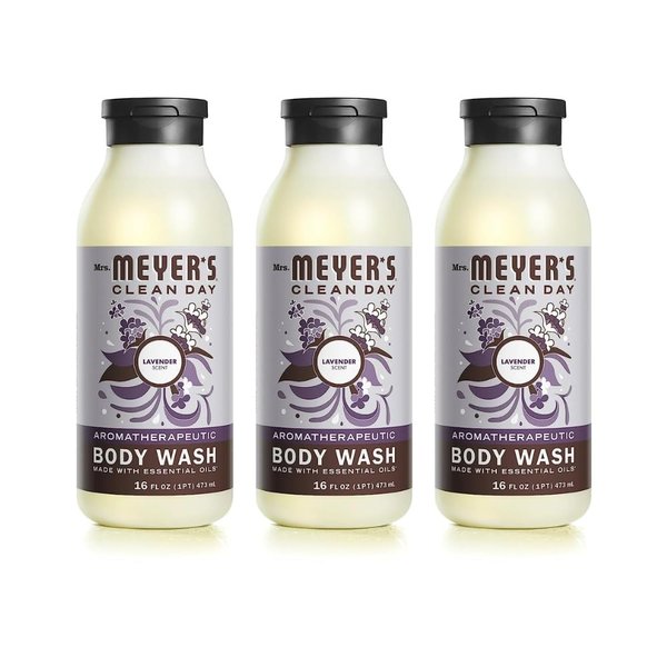 MRS. MEYER'S CLEAN DAY Body Wash, Lavender 16 Fl Oz (Pack of 3)