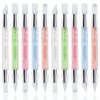 10 Pcs Nail Art Sculpture Pen Dual Tipped Silicone Nail Tools Nail Art Acrylic Pen Silicone Brushes for Resin Nail Art Tools for Design Nail Foil Carving Drawing Effect Shaping Drawing