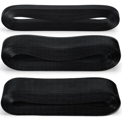 3 Rolls 150 Yard 1 Inch 2 Inch 3 Inch Wide Stiff Polyester Horsehair Braid Polyester Boning for Sewing Hair Ribbon for Sewing Wedding Dance Skirt Gowns Formal Shaping Trimming Accessories(Black)