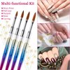 4 Pieces Kolinsky Acrylic Nail Brush Kolinsky Hair Bristles Round Shaped Handle Acrylic Brush Nail Brushes for Acrylic Application Nail Art Brush Nail Manicure Tool Size 6, 8, 10, 12