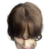 Anemone 14inch Body Wave Human Hair Bangs Wavy Human Hair Toppers Clip In Hair Fringe Hairpieces Natural Brazilian Remy Hair Extensions (Light Brown)