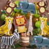 Whaline 10Pcs Jungle Animal Balloons Lion Monkey Elephant Safari Animal Balloons Wild Zebra Leopard Foil Balloons with Straw for Party Celebrations Decor Supplies