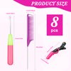 8 Pieces Latch Hook Crochet Needle Comb Hair Clip Set Include 2 Pieces Plastic Crochet Needle 4 Pieces Alligator Hair Clip 2 Pieces Rat Tail Comb for Hair Tool Kits Braid Hair and Hair Extension