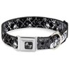 Dog Collar Seatbelt Buckle Trust No One Black White 9 to 15 Inches 1.0 Inch Wide