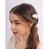 Rumtock White Flower Hair Comb for Wedding Brides Cute Silver Hair Piece for Women Special Occasion