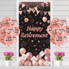 Rose Gold Retirement Party Decorations for Women Happy Retirement Sign Door Cover Banner and 18Pcs Rose Gold Retirement Balloons for Retirement Office Farewell Party Supplies