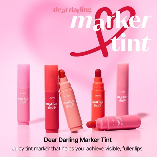 ETUDE Dear Darling Marker Tint #2 Mono Plum | Hydrating & Long Lasting Lip Stain | High Pigmented Lip Maker with Easy Drawing Tip | Korean Daily Lip Tint, Korean Makeup, Kbeauty, Perfect for Gift
