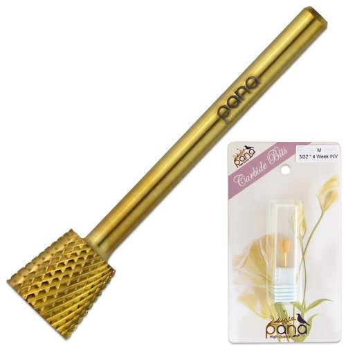 Pana 3/32" USA Safety Nail Carbide Bit - Half Cylinder 2-Week/4-Week Backfill Bits for Electric Dremel Drill Machine (CB-9 Gold (Inverted))