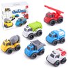 iPlay, iLearn 6PCS Friction Cars Toy Toddlers 1-3, Small Push Go Truck Kids Age 2-4, Mini Construction Vehicle Dump Garbage Fire Truck, Birthday Gifts Stocking Stuffer Cake Topper 12 18 Month Boy Girl