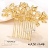 Foyte Crystal Bride Wedding Hair Comb Silver Flower Bridal Headpieces Leaf Hair Pieces Rhinestone Bridesmaid Side Combs Hair Accessories for Women (gold flower)
