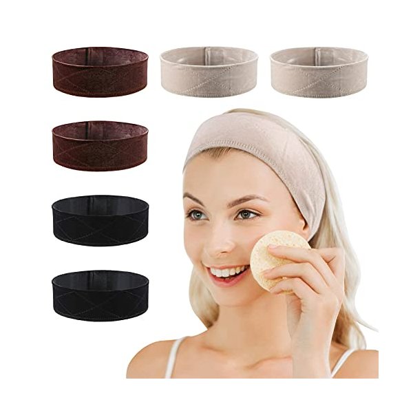 Dyeek 6 Piece Headbands for Women Fastern Velvet Wig Grip Comfort Adjustable Hair Accessories Non Slip Hair Band (Black/Brown/Beige)