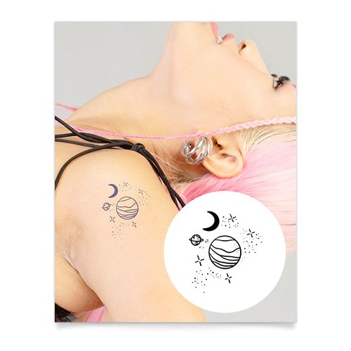 Inkbox Temporary Tattoos, Semi-Permanent Tattoo, One Premium Easy Long Lasting, Water-Resistant Temp Tattoo with For Now Ink - Lasts 1-2 Weeks, Intergalactic, 3 x 3 in