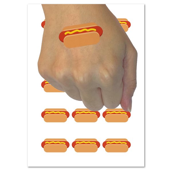 Yummy Hot Dog Temporary Tattoo Water Resistant Fake Body Art Set Collection - 15 2" Tattoos (1 Sheet)