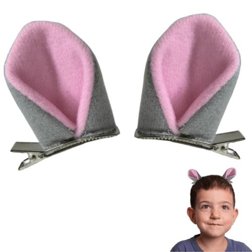Hippo Ears Hair Clips, Hippopotamus Ears, Child Kid Adult Size, Gray and Pink, Costume Dress Up Pygmy Hippo, Playful Kids Costume, Funny Stocking Stuffer Gift Pygmy Hippo