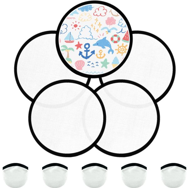 V-chen 5PCS Foldable Flying Disc Fans Set with Bags, 9.8 Inch Black Egde Fabric Beach Flying Disc for Wedding Gift Party Favors Outdoor Activity