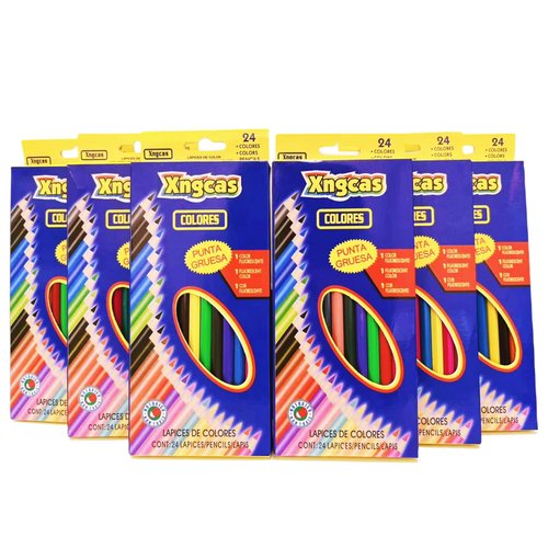 XNGCAS Colored Pencils Bulk, Kids School Supplies For Teachers, 6 Packs with 24 Colors
