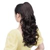 HSPCYGG Brown Clip Ponytail Synthetic Fake Pony Tails 22" 5.3 OZ Wavy Black Hair Extensions Hairpieces Women Wig Natural Yaki Fluffy¬ Tangled