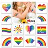 Konsait 96 Sheets Pride Temporary Tattoos, Vibrant Flag Heart Rainbow Tattoos, Waterproof Body Face Pride Makeup Tattoos for Kids Man Women, Pride Party Favors, Pride Equality Parades Celebrations