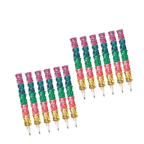 Fun Express Plastic Stackable Bear Pencils, Stacking Point Pencils, 5 in 1 Colorful Pencils for Party Supplies for Birthday Favors or School