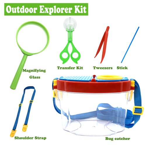 JTCJozz Bug Catcher Kit, Bug Collection Kit, Outdoor Nature Explorer Kit with Tweezers, Magnifying Glass, Science Educational Kit, Bug Observation Container for Boys and Girls
