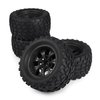 Hosim 70 * 125 mm RC Tires, All Terrain Soft Tire Mounted on 12mm Hex Wheels (Set of 4) for 1/10 RC Cars (Black Wheel hub)