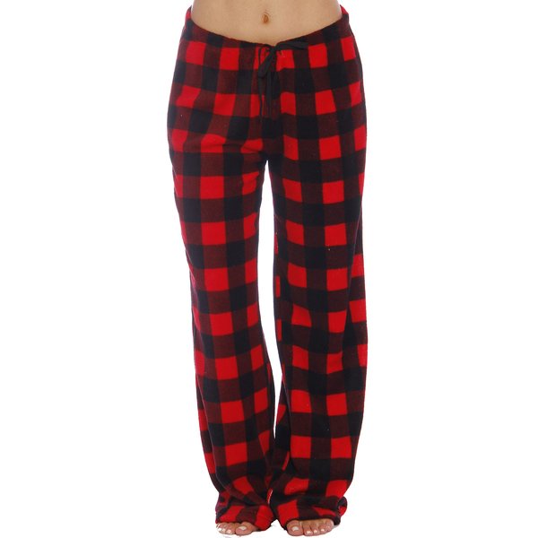 Just Love Women's Plush Pajama Pants, Small, Buffalo Plaid Red