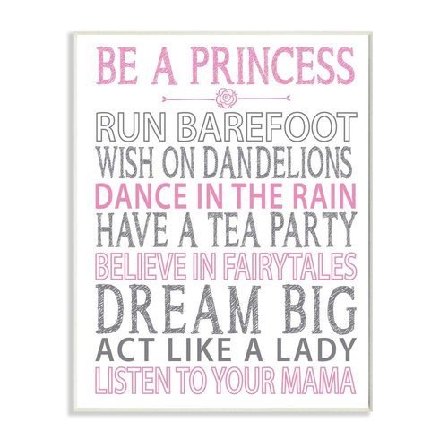 Stupell Industries Be a Princess Pink Typog Wall Plaque, 10x15, Design by Artist Susan Newberry Designs