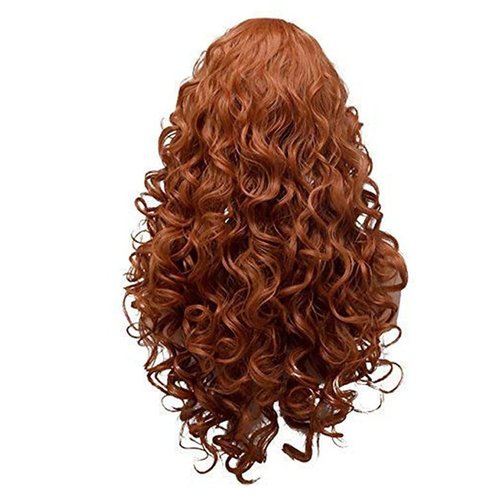 ZXUY Long Curly Wavy Synthetic Wigs for Women, Heat Resistant Fiber, Cosplay Full Head Wigs, Halloween/Christmas (Brown 60CM)
