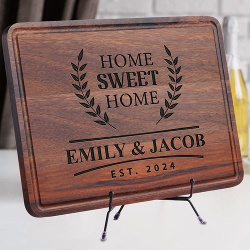 Customized New Home Housewarming Gift for Christmas, Home Owner Couple Gift Ideas, Personalized Home Sweet Home Bamboo Cutting Board Gift for First Home Buyer, Real Estate Gift, New Home Buyer Gifts